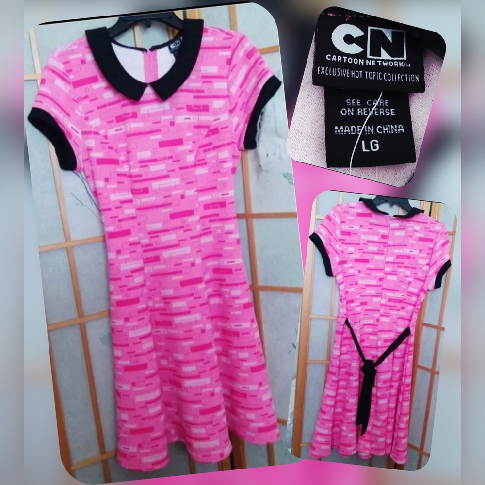 Cartoon Network Powerpuff Girls Blossom Pink Dress with Black Accents Size LG